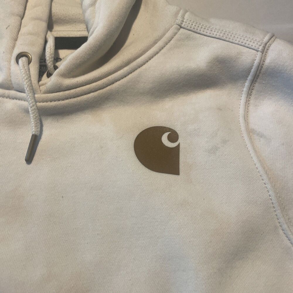 Womens Carhartt Hoodie Sweatshirt Medium 8 - 10 Gray Relaxed Fit - Picture 2 of 6